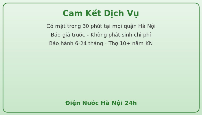 Cam kết dịch vụ Điện Nước Hà Nội 24h